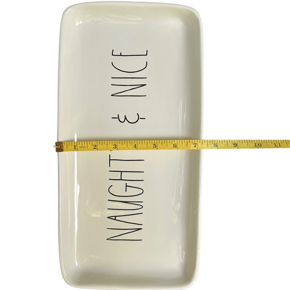 Rae Dunn Christmas Platter NAUGHTY & NICE White Black Long Letters NWT 2017 OG - Picture 15 of 16